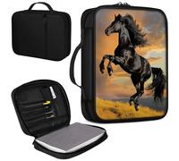 Bible Cover, Carrying Book Case Church Bag Bible Protective PU Leather Bible Covers with Handle for Standard and Large Size Bible 10.1x7.6x1.9 in,Prairie Horse