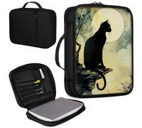 Bible Cover, Carrying Book Case Church Bag Bible Protective PU Leather Bible Covers with Handle for Standard and Large Size Bible 10.1x7.6x1.9 in,cat and mountaintop
