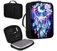 Bible Cover, Carrying Book Case Church Bag Bible Protective PU Leather Bible Covers with Handle for Standard and Large Size Bible 10.1x7.6x1.9 in,Dream Catcher and Moon