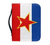 Bible Cover Carrying Case with Yugoslav Flag National Flag Pattern, Protective Book Bag with Handle and Zippered, Bible Cover Case Gift for Mother Lady Women Men
