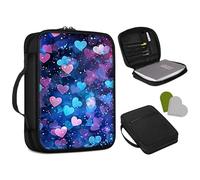 Bible Cover Case/Bible Book Cover,Bible Carrying Case Church Bags for Women Men,Pink Purple Hearts Personalized Bible Holder Covers with Zippered Pockets +Bookmark