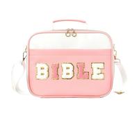 Bible Cover Case - Chenille Letter Tote with Shoulder Strap | Large Bible Bag Flower Cover Case | for Teen Girls Lady Work Study School Office Church Outdoor Birthday Christmas Valentines Day