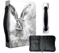 Bible Cover Case for 9.5 x 6.7 in Large Print & Study Bibles - Waterproof PU Leather with Zipper, Handle & Pen Holder - Christian Gift for Men & Women,Elegant Rabbit Pencil Drawing