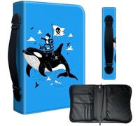 Bible Cover Case for 9.5 x 6.7 in Large Print & Study Bibles - Waterproof PU Leather with Zipper, Handle & Pen Holder - Christian Gift for Men & Women,Pirate Ship and Dolphin