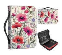 Bible Cover Case for Men Personalized Leather Bible Cases with Handle and Zipper, Large Portable Bible Covers for Women, Church Bag for Bible Study & Christian Gift,Pink Bohemian Flowers