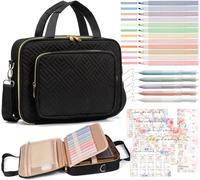 Bible Cover Case for Women, Large Bible Bag w/Shoulder Strap, Bible Study Supplies Journaling Kit Book Carrying Case with 12 Pastel Highlighters 75 Tabs, Christmas Christian Gifts for Women Mom Friend