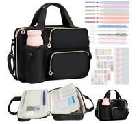 Bible Cover Case for Women, Large Bible Bag with Removable Pencil Case, Water Bottle Pocket and Shoulder Strap for Bible Study Supplies, Church Carrying Journaling Kit, Christian Gift for Women