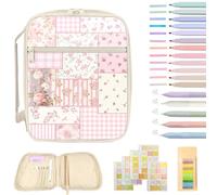 Bible Cover Case for Women, Large Bible Carrying Cases with Durable Handle Quilted, Holder Tote Bag for Biblical Study Accessories, Storage Bag with Pen Slots, Christian Pastor Gifts (Spliced Flower)