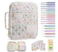 Bible Cover Case for Women Large Bible Cover with Durable Handle Quilted Bible Carrying Case for Girls Bible Study Supplies Accessories Christian Gifts for Women (Spliced Flower, Spliced Flower)