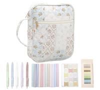 Bible Cover Case for Women, Large Bible Tote Bags Organizer, Quilted Carrying Case for Girls, Study Supplies Accessories, Christian Gifts(Floral,30x7x23cm)