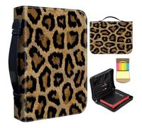 Bible Cover Case for Women,Large Leather Bible Case Fit Book Up to 11x8x2.4 in,Leopard Print Bible Covers for Girls,Bible Study Carrier Church Bags w/Handle Zipper