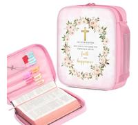 Bible Cover Case for Women, Large Letter Bible Carrying Cases, Flower Holder Tote Bag for Biblical Study Accessory, Storage Bag with Handle Protective Pen Slots, Inspirational Christian Gifts for Boy
