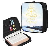 Bible Cover Case for Women, Large Letter Bible Carrying Cases, Holder Tote Bag for Biblical Study Accessory, Storage Bag with Handle Protective Pen Slot, Colored Landscape Christian Gift for Boy Girl