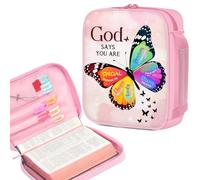 Bible Cover Case for Women, Large Letter Heart Bible Carrying Cases, Holder Tote Bag for Biblical Study Accessory, Storage Bag with Handle Protective Pen Slot, Christian Art Gift for Boy Girl