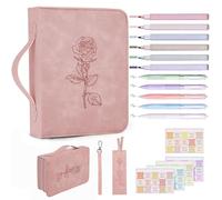 Bible Cover Case for Women,Leather Bible Bag with Study Supplies, Bible Journaling Kit with Highlighters and Pens No Bleed, Perfect Christmas Gifts for Christians Women (Pink Pro)