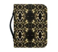 Bible Cover Case for Women Leather Black Gold Book Pouch with Handle, Waterproof Multi-Functional Large Size, Zipper and Multi-Pockets for Men, Women 28.5x5.12cm