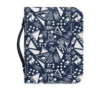 Bible Cover Case for Women Leather Geometric Pattern Book Pouch with Handle, Waterproof Multi-Functional Large Size, Zipper and Multi-Pockets for Men, Women 28.5x5.10cm