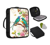Bible Cover Case for Women Men,Personalized Bible Book Cover Birds on Flower Tree Design,Bible Holder Carrying Case Bible Study Church Bags with Zipper Pockets +Bookmark