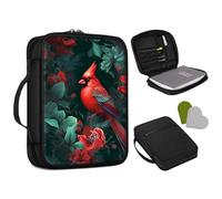 Bible Cover Case for Women Men,Personalized Bible Book Cover Cardinal Red Bird on Tree Design,Bible Holder Carrying Case Bible Study Church Bags with Zipper Pockets +Bookmark