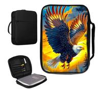 Bible Cover Case for Women & Men PU Leather Bible Holder Case Bag with Handle and Zippered Pocket Bible Carrier Cover for Standard and Large Size Study Bible 10.9x7.8x1.9 inch - Eagle and The Forest