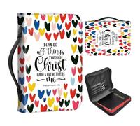 Bible Cover Case for Women Personalized Leather Bible Cases with Handle and Zipper, Large Portable Bible Covers for Girls, Church Bag for Bible Study & Christian Gift,I Can Do All Things-Love