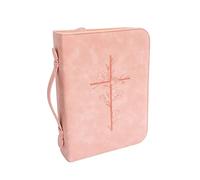 LANDORA & LEAF Pink Bible Cover Case for Women Large Size, PU Leather Bible Cover for Women, Minimalist Design Debossed Bible Case, Large Bible Covers for Women, BC124