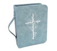 Bible Cover Case for Women - PU Leather Large Bible Case with Minimalist Debossed Design - Christian Bible Accessories for Girls & Women (Blue)