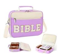 Bible Cover Case for Women with Shoulder Strap, Purple Bible Carrying Bag for Girls, Bible Study Supplies Includes Bible Tabs, Christian Gifts for Women