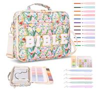 Bible Cover Case,Large Capacity Bible Study Supplies Quilted Cotton Book Protective Carrying Bag Tote Bag with Handle and Study Supplies Accessories for Women Girl(Green,Bouncing Style)