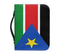 Bible Cover Case with South Sudan National Flag Pattern Pu Cover for Men Women with Handle Large Capacity Case Bible Protective Study Supplies Gift