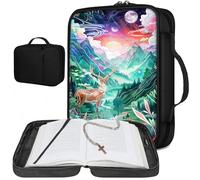 Bible Cover for Kids/Women Small Bible Cover Church Protective Bag with Handle Back Zipper Pocket Cute Sturdy Bible Case for Girls Gift Christian Catholic Deer, Mountain Deer