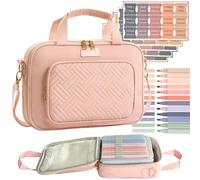 Bible Cover for Women Bible Case, Large Bible Bag, Bible Study Supplies Bible Journaling Kit Book Carrying Case with Bible Highlighters Tabs, Valentines Day Christian Gifts for Women (Pink)