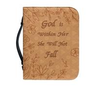Bible Cover - Portable PU Leather Case Water Resistant Protective Bag with Handle for Books | Zippered Storage Cover for Sacred Scriptures Study Guides Magazines Church School Office Re