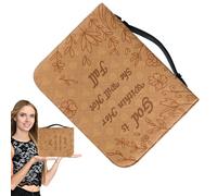 Bible Cover - Portable PU Leather Case Water Resistant Protective Bag with Handle for Books | Zippered Storage Cover for Sacred Scriptures Study Guides Magazines Church School Office Re