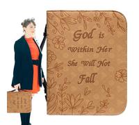 Bible Cover - Portable PU Leather Case Water Resistant Protective Bag with Handle for Books | Zippered Storage Cover for Sacred Scriptures Study Guides Magazines Church School Office Re