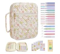 Bible Cover, Quilted Floral Portable Protective Large Bible Bag with Tabs & Ighlighters & Pens Elegant for Girls, Women, Style-1 Cover Case for Women