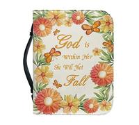 Bible Cover with Zip Large Leather Personalised Bible Bag Women Men Bag Bible Book Church Handbag Bags, Butterfly and Orange Blossom, X-Large