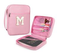 Bible Covers for Girls, Fruobeyla Pink Bible Cases for Woman PU Leather Bible Carrying Case for Women, Large Book Cover with Handle and Zippered Pocket for Kids, 10.2" X 7.8" X 2.6" Pink (Letter M)