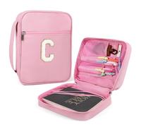 Bible Covers for Girls, Fruobeyla Pink Bible Cases for Woman PU Leather Bible Carrying Case for Women, Large Book Cover with Handle and Zippered Pocket for Kids, 10.2" X 7.8" X 2.10" Pink (Letter C)