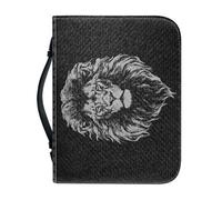 Bible Covers for Men Animal Black Pu Leather Carrying Book Case, Bible Bag with Zip Handle for Men, Women, Friends 23.4x4.1cm