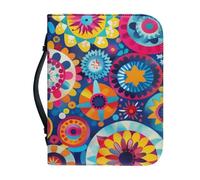 Bible Covers for Men Blue Orange Geometry Pu Leather Carrying Book Case, Bible Bag with Zip Handle for Men, Women, Friends 23.4x4.1cm