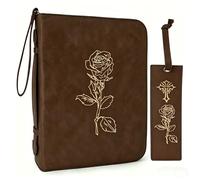 Bible Covers for Women & Men, Leather Bible Case with Rose Bookmark, Bible Study Supplies Carrying Bag Tote with Strap