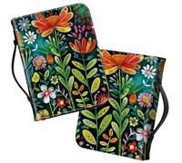 Bible Covers with Handle, Art Paintings Flowers Large Bible Book Case Church Bag Multi-Pockets Carrying Tote Bible Protector with Zippered Pocket Christian Gifts for Men Women Study Bible