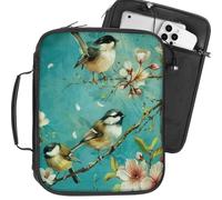 Bible Covers with Handle, Birds Cherry Blossoms Carrying Organizer Book Case Church Bag Bible Protective Holder Zippered Pocket, Bible Study Accessories Supplies for Women Men