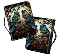 Bible Covers with Handle, Glass Birds Large Bible Book Case Church Bag Multi-Pockets Carrying Tote Bible Protector with Zippered Pocket Christian Gifts for Men Women Study Bible