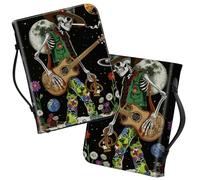 Bible Covers with Handle, Guitars Skull Large Bible Book Case Church Bag Multi-Pockets Carrying Tote Bible Protector with Zippered Pocket Christian Gifts for Men Women Study Bible