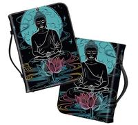 Bible Covers with Handle, Lotus Buddha Large Bible Book Case Church Bag Multi-Pockets Carrying Tote Bible Protector with Zippered Pocket Christian Gifts for Men Women Study Bible