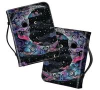 Bible Covers with Handle, Moon Skull Large Bible Book Case Church Bag Multi-Pockets Carrying Tote Bible Protector with Zippered Pocket Christian Gifts for Men Women Study Bible