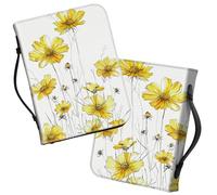 Bible Covers with Handle, Yellow Flowers Large Bible Book Case Church Bag Multi-Pockets Carrying Tote Bible Protector with Zippered Pocket Christian Gifts for Men Women Study Bible