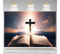 Bible Cross Backdrop Crucifix Heaven Photography Background Religious Event Church Decoration Banner Easter 240X180cm